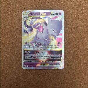 Pokemon Mewtwo VSTAR Trading Card - Purple and Gold